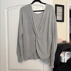 Gray Twist-Front Sweater